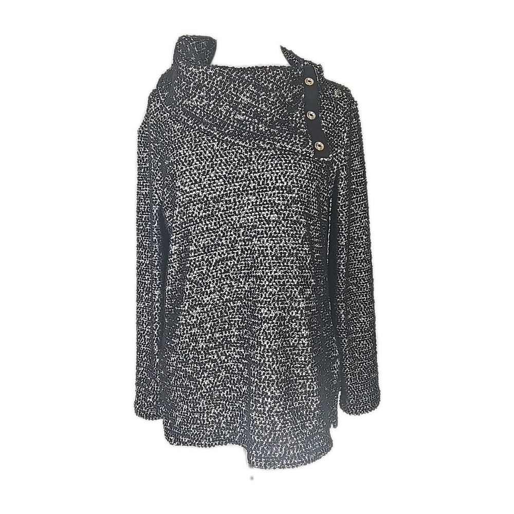 Calvin‎ Klein Black Marled Textured Cowl Neck Sweater Top Small S